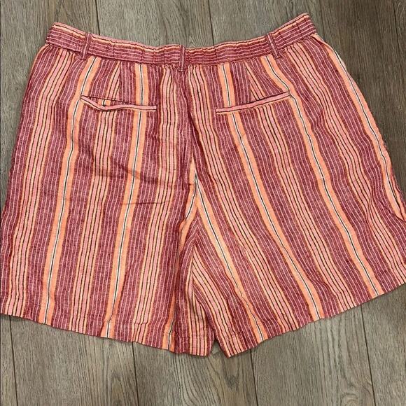J. Jill Love Linen Cape Code Red Striped Shorts Beachy Coastal Bermuda Size 18 - Picture 9 of 10